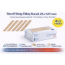 TE Dükkan Buğz Steril Strip Dikiş Bandı 25 x 127 mm Geniş Yara Kapatma Bandı Cilt Sabitleyici Strip 4’lü Paket