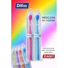 TE Dükkan Buğz Difaş Medclean Rainbow Diş Fırçası 2 Adet Orta Sert Renkli Yetişkin Diş Fırçası Seti