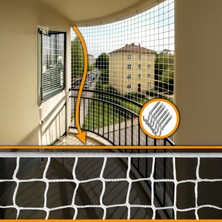 Morilu Güvenlik Filesi 5 cm Göz 4mm Ip - Montaj Malzemeli -  Balkon Raf Merdiven Güvenlik Ağı