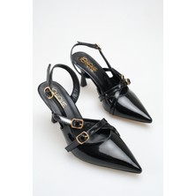 ich1one Salerno Kadın Rugan Topuklu Babet Ayakkabı – 5 cm Topuk, Günlük ve Ofis Şıklığı 1117 IC1117RUGAN