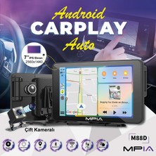 MPIA Alfatech Mpıa M88D 7" 4K Araç Içi Kamera | Android Auto & Apple Carplay | Ön + Arka Kamera | Geri Görüş | Wifi | Gece Görüşlü Carplay Ekran