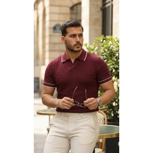 Nnstartshopping  Erkek Zikzak Dokulu Yakalı Kısa Kollu Triko