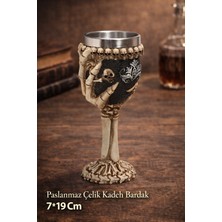 Mersi Shop Iskelet Eli Figürlü 3D Kabartmalı Çelik Kadeh Bardak Gotik Dekoratif Kupa