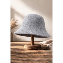 Külah Gri Yün Çan Şapka – Minimal Bell Hat | Soft Form Series