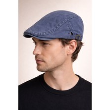 Külah Daily Form Washed Flat Cap – Mavi Ayarlanabilir Tokalı Denim Kasket