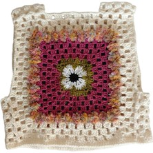 Tokuşka El Örgüsü Motifli Çift Taraflı Giyilebilir Kadın Süveter