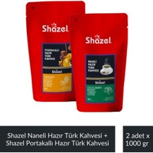 Shazel Naneli Hazır Türk Kahvesi 1000 gr + Shazel Portakallı Hazır Türk Kahvesi 1000 gr