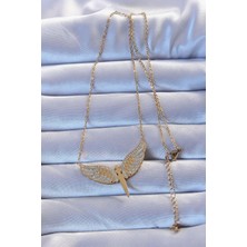 Moresun Buğz 316L Çelik Altın Renk Zirkon Taşlı Mikail Kolye - Buğz