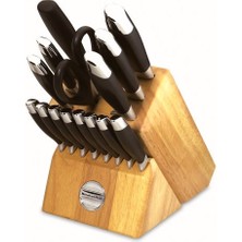 Kitchenaid 16-Piece Silikon-Handled Cutlery Set In Traditional Natural Block, Black
