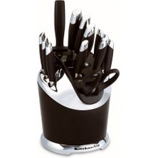 Kitchenaid 14-Piece Black Silikon Kes Cutlery Set In Revolving Black Carousel, Black Carousel, Black