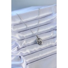 Moresun Buğz 316L Çelik Gümüş Renk Zirkon Taşlı Kadın Kolye - Buğz