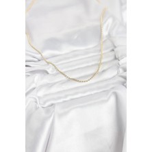 Moresun Buğz cm 14K Gold Renk Top Zincirli Model 60 cm Kadın Kolye - Buğz