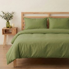 Prime Sleeks %100 Pamuk Çift Kişilik Nevresim Takımı 200 x 220  cm  , Lastikli Çarşaflı Set, Zeytin Yeşili