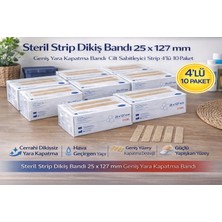 Moresun Buğz Steril Strip Dikiş Bandı 25 x 127 mm Geniş Yara Kapatma Bandı Cilt Sabitleyici Strip 4’lü 10 Paket