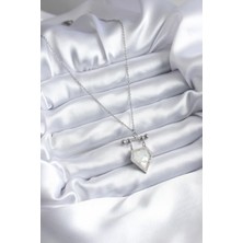 Moresun Buğz 316L Çelik Gümüş Renk Zirkon Taş Detay Kadın Kolye - Buğz