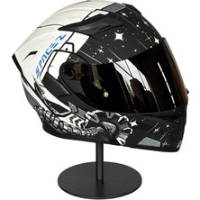 Scharf 902 Çene Açılır Motosiklet Kaskı – Güneş Gözlüklü (Smoke Vizörlü) WHITEN2BLUE