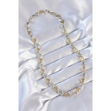 Moresun Buğz Vip Seri Pirinç Çift Renk Zirkon Taşlı Içi Boş Kalp Tasarımlı Kolye - Buğz