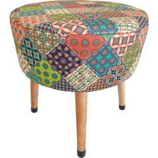 Ustaagac Osmanlı Bohem Etnik Puf Koltuk Bench Tabure – Dekoratif Ahşap Ayaklı | Doğal & Modern Stil