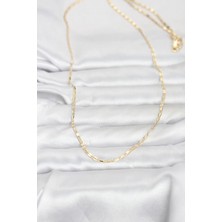 Moresun Buğz cm 14K Gold Renk Lazerli Zincir Model 60 cm Kadın Kolye - Buğz