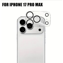 Epro iPhone 17 Pro Max Şeffaf Çerçeveli Tam Kaplayan 9h Sertlikte Safir Cam Kamera Lens Koruyucu Siyah