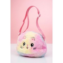 Mollycrush Kedi Figürlü Peluş Kız Çocuk Omuz Çantası Renkli Yumuşak Dokulu Trend Hediye