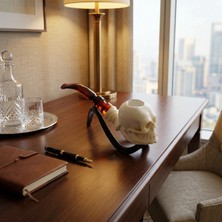 Goldenlight Meerschaum El Oyması Lületaşı Kafatası Figürlü Pipo – Özel Kutulu, %100 Blok Taş, El Işçiliği, Koleksiyonluk