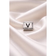 Moresun Buğz Nomination Bileklik Uyumlu V Harfi Charm – Paslanmaz Çelik Harf Modül – Kişiye Özel Bileklik Aksesuarı