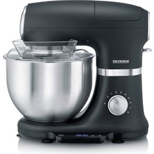 Severin Severın Terazili Mutfak Robotu, 3 Kg'a Kadar Kek Hamuru Için Büyük Yoğurma Makinesi, Hamur Kancalı Sağlam Hamur Makinesi, Düz Çırpıcı ve Çırpma Teli, 1.000 W, Siyah, Mat, Paslanmaz Çelik, Km 3898