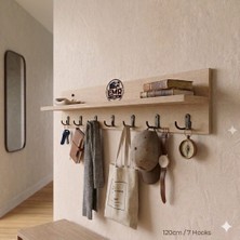 120CM 7kancalı Ahsap Duvara Monte Askılık