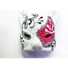 Moresun Buğz Pembe Renk Işlemeli Seramik Malzemeden Imal Venedik Kedi Model Magnet