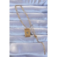 Moresun Buğz 316L Altın Renk Işlemeli Nazarlı Göz Model Vintage Kolye - Buğz