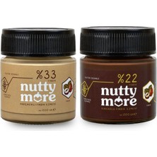 Nutty More %22 Kakaolu Fındık Ezmesi 200 gr + %33 Fındık Parçacıklı Fındık Ezmesi 200 gr
