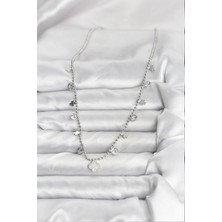 Moresun Buğz Pirinç Gümüş Renk Yonca Model Kadın Kolye - Buğz