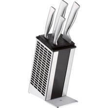 Wmf Grand Gourmet Bıçak Bloğu, Bıçak Setiyle Birlikte 5 Parça Almanya'da Üretilmiştir, 4 Dövme Bıçak, Paslanmaz Çelik Blok, Plastik Kıllı Parça