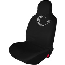 Antwax Audi A4 Penye Oto Koltuk Kılıfı - Ay Yıldız Baskılı - Siyah