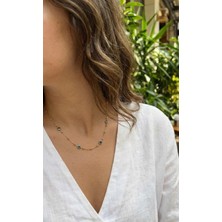 Moresun Buğz 316L Çelik Gold Renk Nazarlı ve Topçuklu Model Kadın Kolye - Buğz