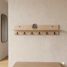105 cm 6 Kancalı Ahsap Duvara Monte Askılık