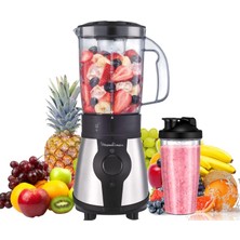 Moulinex Blend&go LM1B1D 300W Mixer, Smoothie-Mixer Mit 750 ml Kunststoffkrug, Inklusive 750 ml Tragbarer Flasche, 4 Abnehmbaren Klingen, Edelstahloberflächen