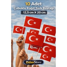Emrah Gültekin 10 Adet Çubuklu Kağıt Türk Bayrağı 12,5X20 cm Sopalı Saplı Ay Yıldız Bayrak 23 Nisan