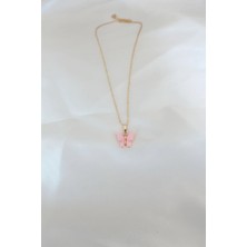 Moresun Buğz Gold Kaplama Pembe Sedefli Kelebek Kolye - Buğz