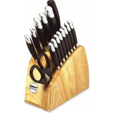 Kitchenaid 16-Piece Black Silikon Cutlery Çağdaş Doğal Blokta Set, Black Tut Natural Block