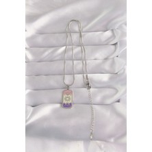 Moresun Buğz 316L Çelik Gümüş Renk Karışık Mineli Ay Figür Tarot Kolye - Buğz