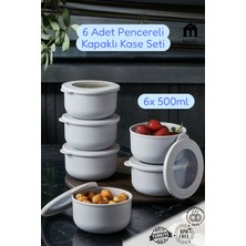 Muf Home Qlux Ideas 6'lı Saklama Kabı Seti - Sızdırmaz Pencereli Kapaklı, Sağlıklı Plastik 6x 500ML Kase Seti