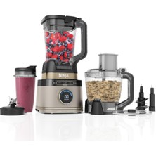 Ninja 3'ü 1 Arada Detect Power Blender Işlemci Pro, Güçlü 1200 W Mutfak Robotu, Tek Servis ve Hamur Kancası, 3x Tek Servis Bardağı, Sürahi, Hamur, Karıştırma ve Doğrama, Stone Gold, TB401EUSTGD