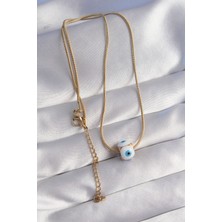 Moresun Buğz 316L Çelik Gold Renk Mineli Nazar Model Kolye - Buğz