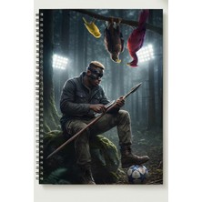 Black-One Kuş Avcısı Temalı Özel Tasarım A5 Metal Spiralli Çizgisiz Kalın Bristol Kapak 50YP 100 Sayfa Kuş Avc