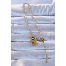 Moresun Buğz 316L Altın Renk Işlemeli Nazarlı Vintage Kolye - Buğz