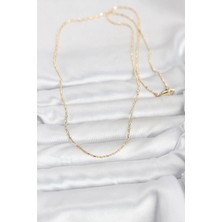 Moresun Buğz cm 14K Gold Renk Parçalı Topçuk Model 60 cm Kadın Kolye - Buğz