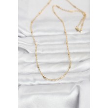 Moresun Buğz cm 14K Gold Renk Bar Zincir Model 60 cm Kadın Kolye - Buğz