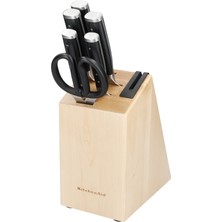 Kitchenaid Gurme Bıçak Blok Seti, Siyah Saplar, Japon Çeliği, 5 Bıçak, Makas ve Bileyici, 6 Parça